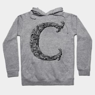 Vintage Initial Letter Lettering Alphabet C Hoodie